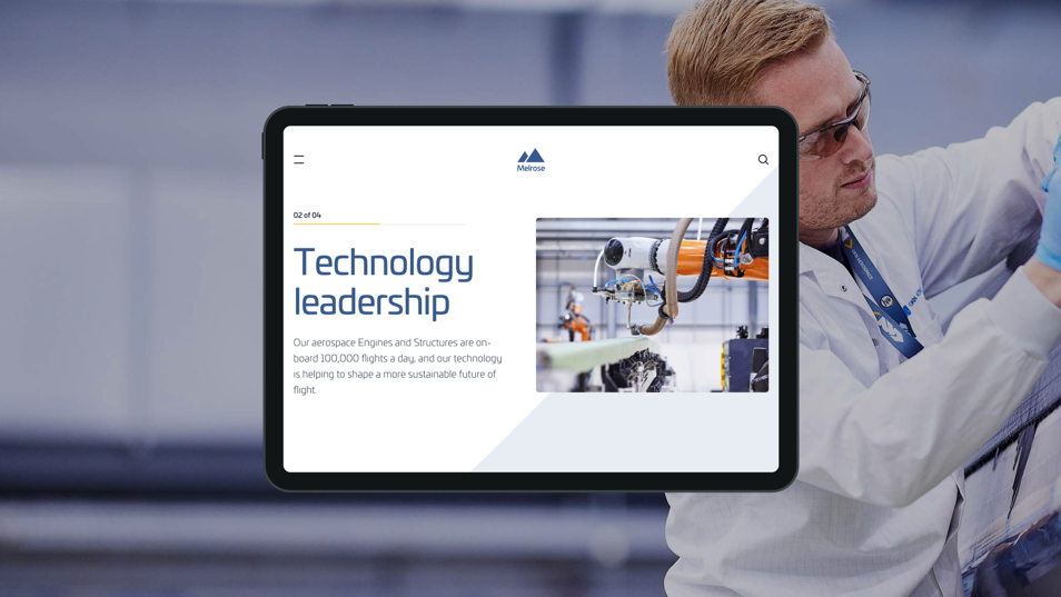 Melrose plc website on iPad